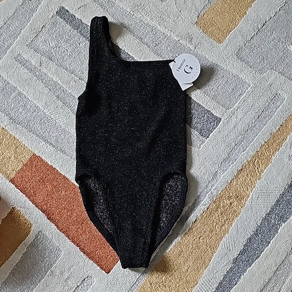 NWT Hunza G Nancy One Piece swimsuit in black and gold metallic - Picture 6 of 8